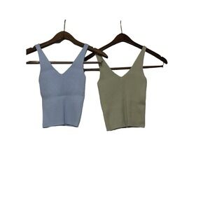 Set of 2 Knit Crop Top Sweater Knit Tank Size Small Festival‎ Fairycore Boho